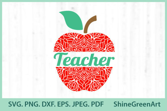 Teacher Mandala - Apple Teacher Graphics for Crafts